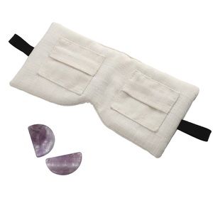 Cotton Eye Pillow w/Pockets & Removable Amethyst Gemstones for Eye Rejuvination
